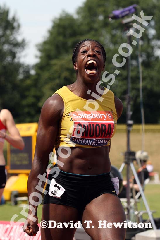 Anyika Onuora wins the 200 metres at the Sainsbury's British Championships, Birmingham.
